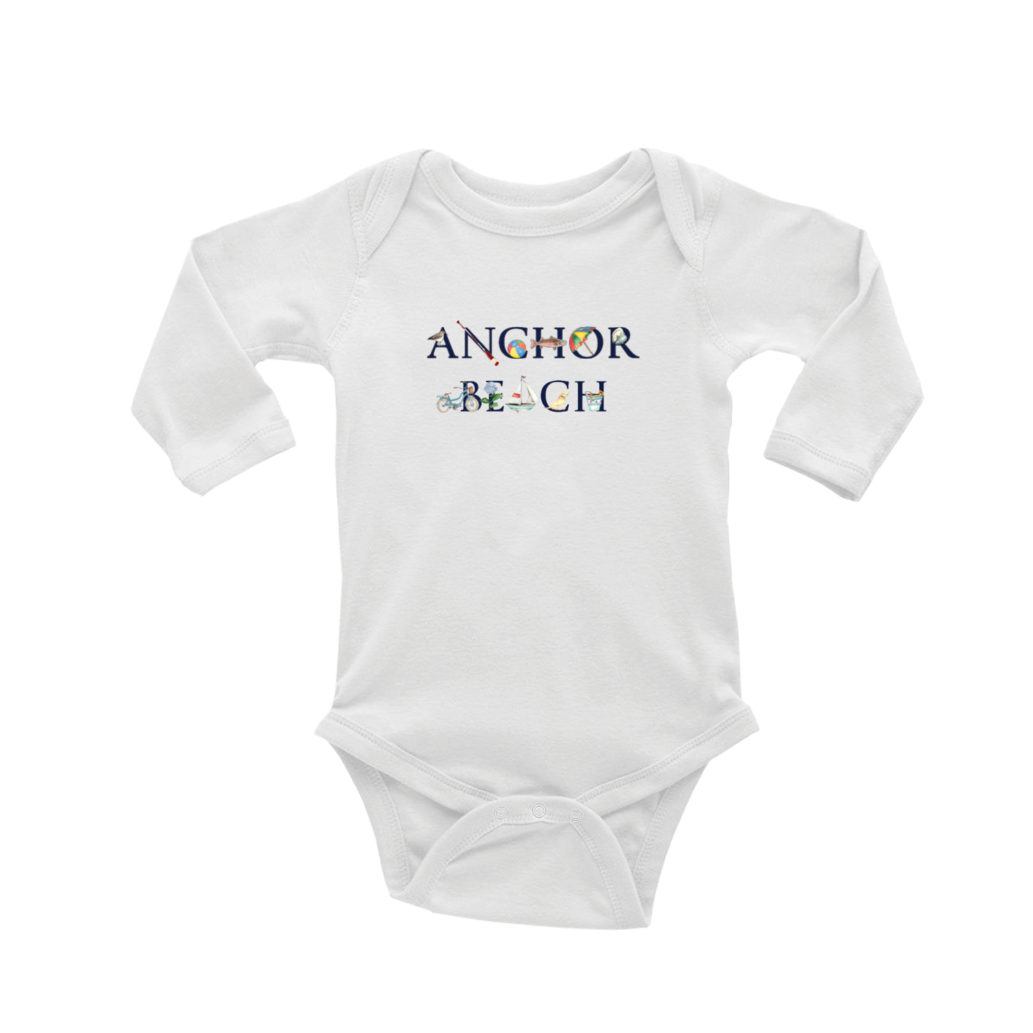 anchor beach baby snap up long sleeve