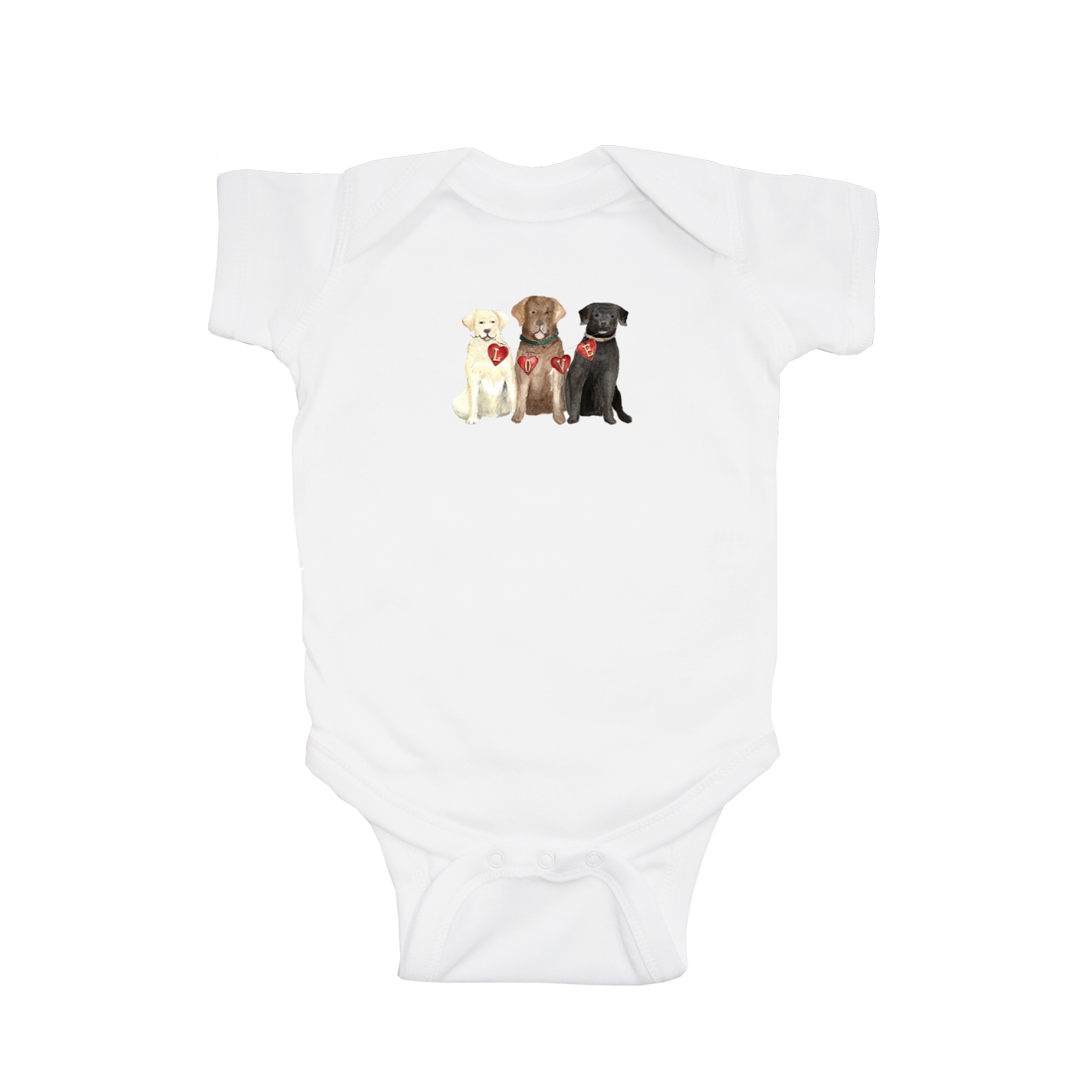 three labs valentine's day baby snap up short sleeve