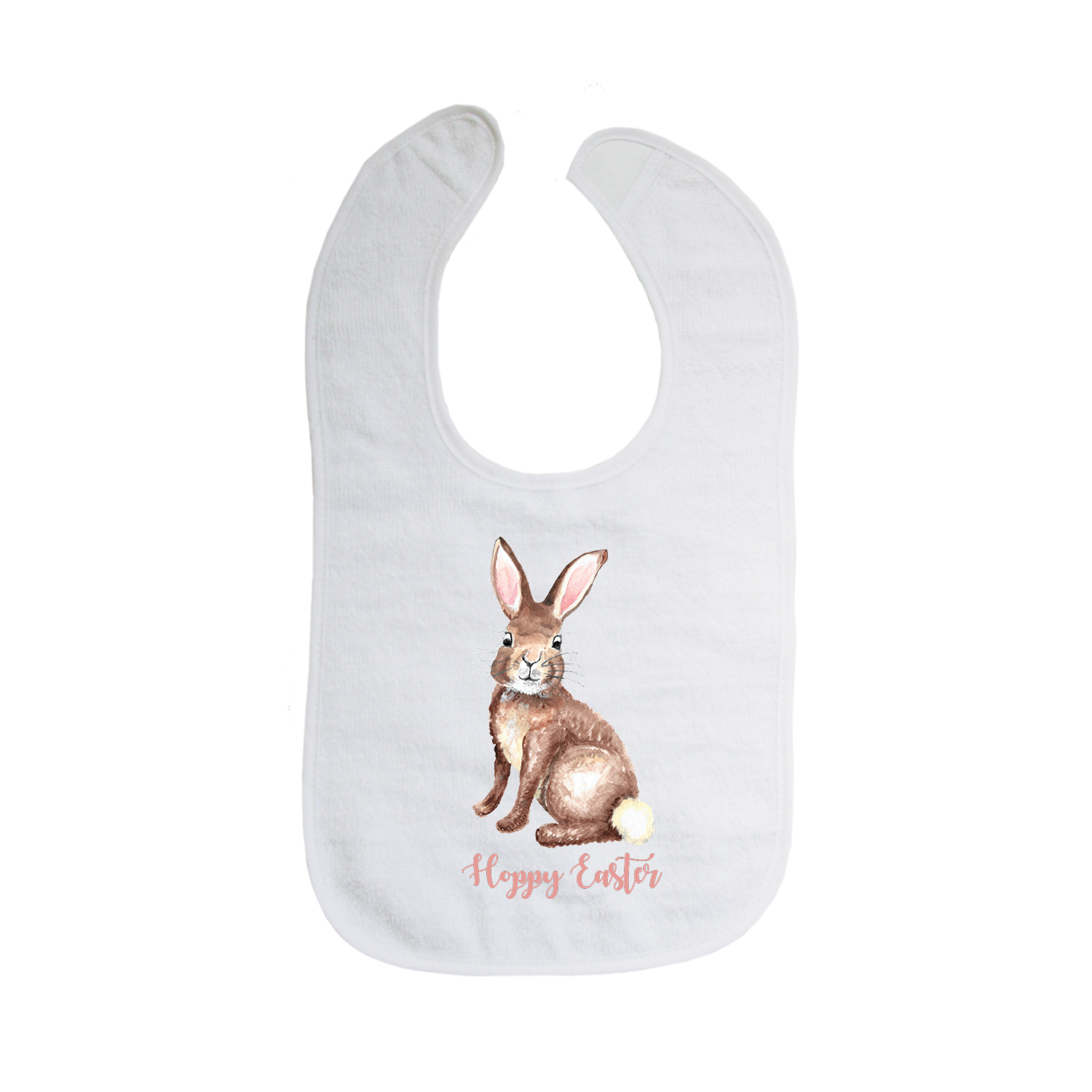 brown bunny with hoppy easter bib