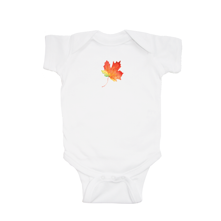 fall leaf baby snap up short sleeve