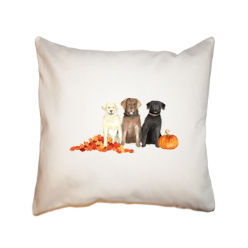 three labs fall square pillow