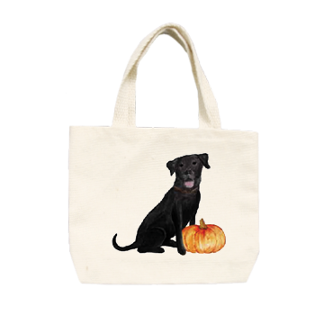 lab with pumpkin small tote