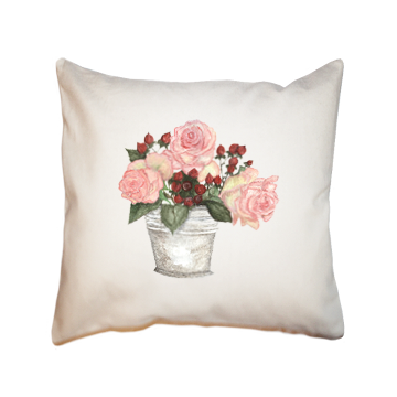 roses in bucket square pillow
