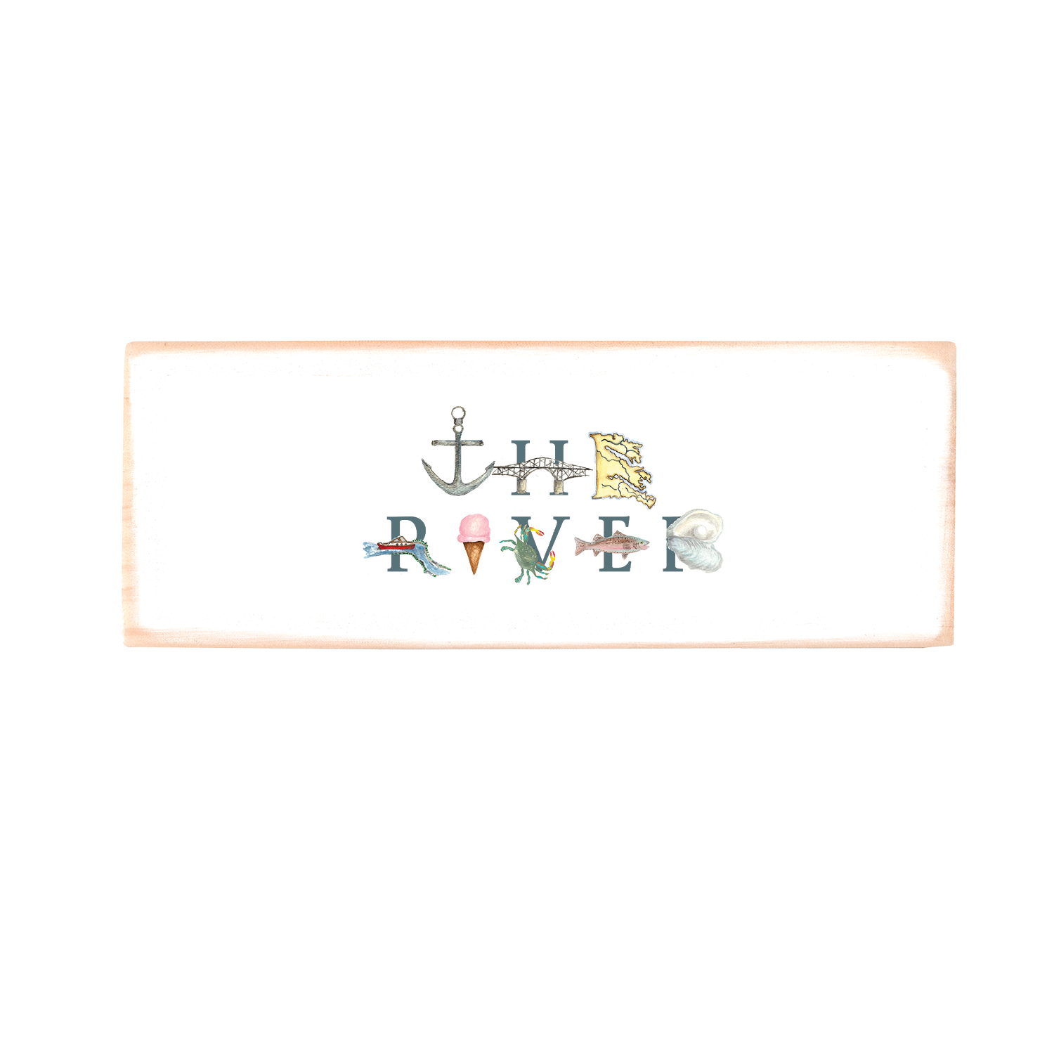 The River rectangle wood block