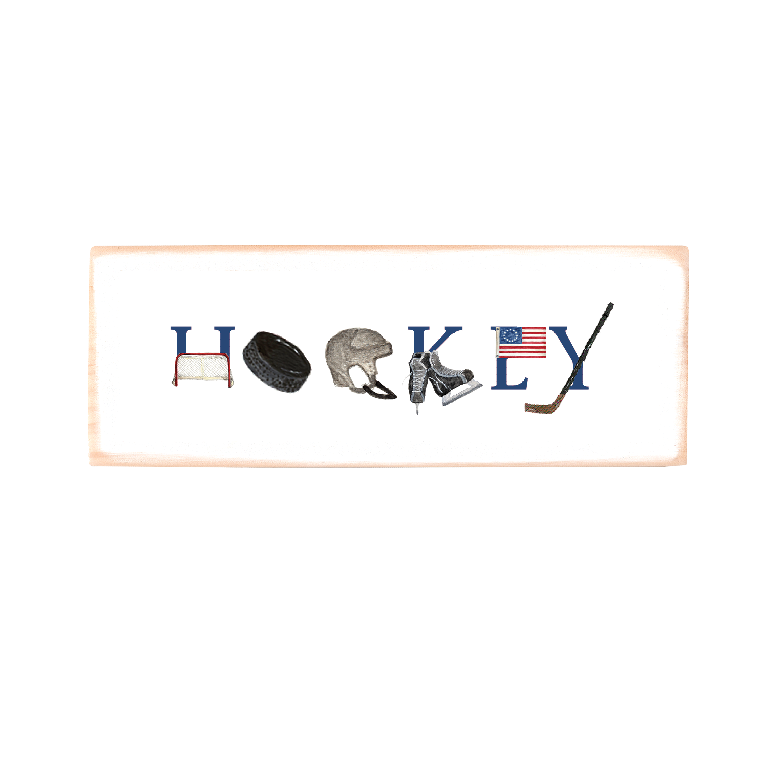 hockey rectangle wood block