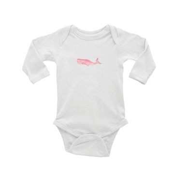 pink whale baby snap up long sleeve