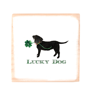 lucky dog square wood block