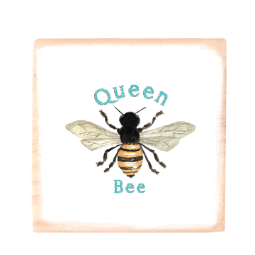 queen bee square wood block