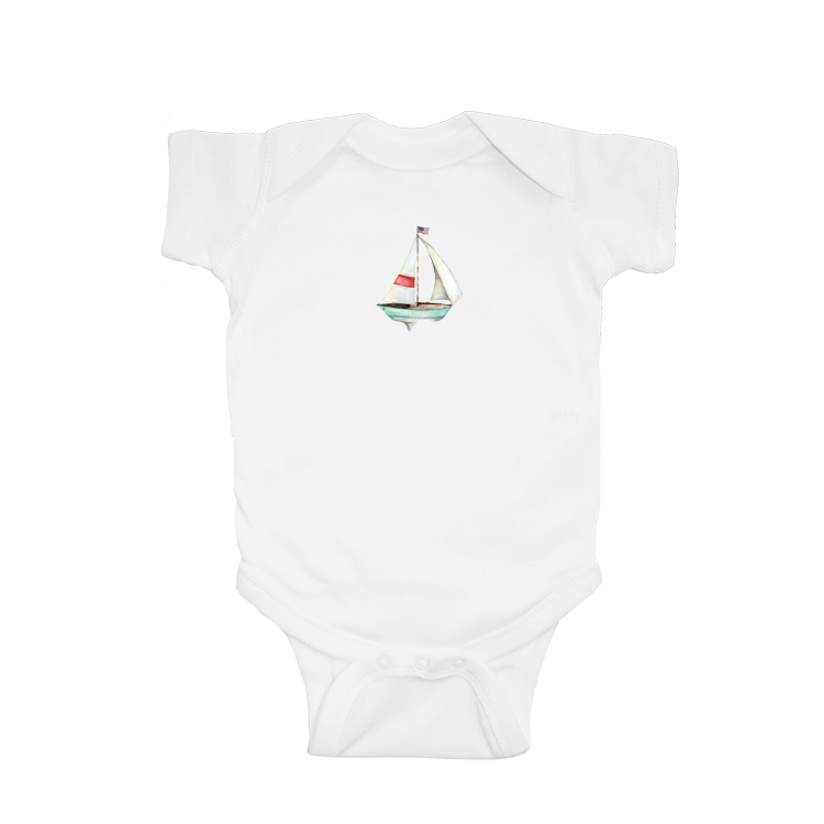 sailboat seafoam baby snap up short sleeve