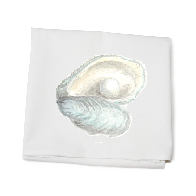 oyster + pearl flour sack towel