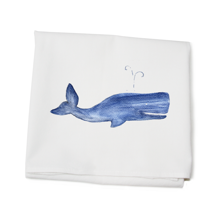 blue whale flour sack towel