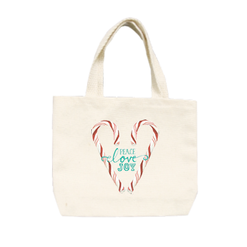 candy cane heart small tote
