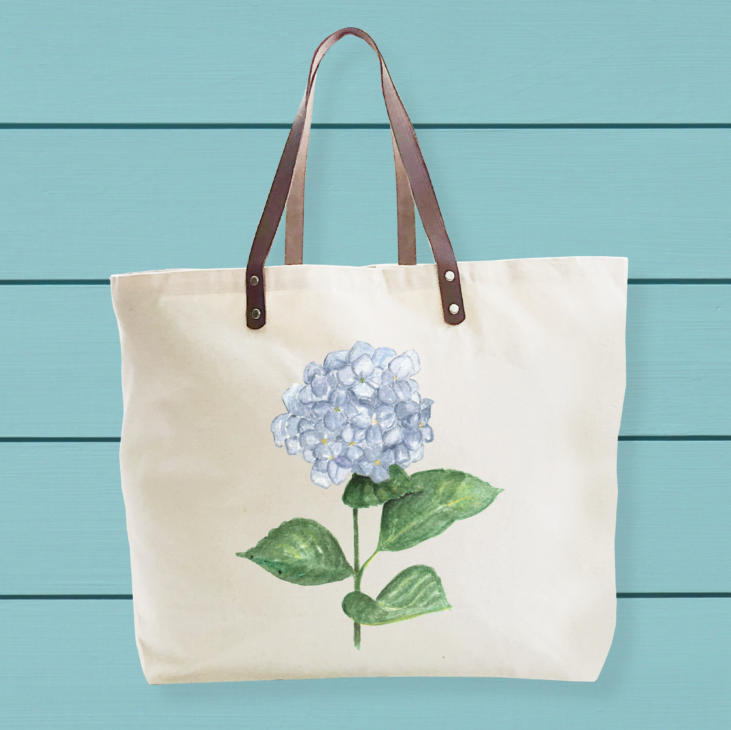Tote with leather handle