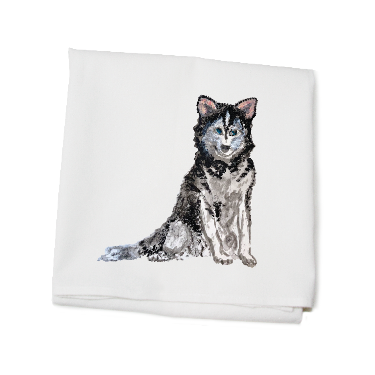 siberian husky flour sack towel