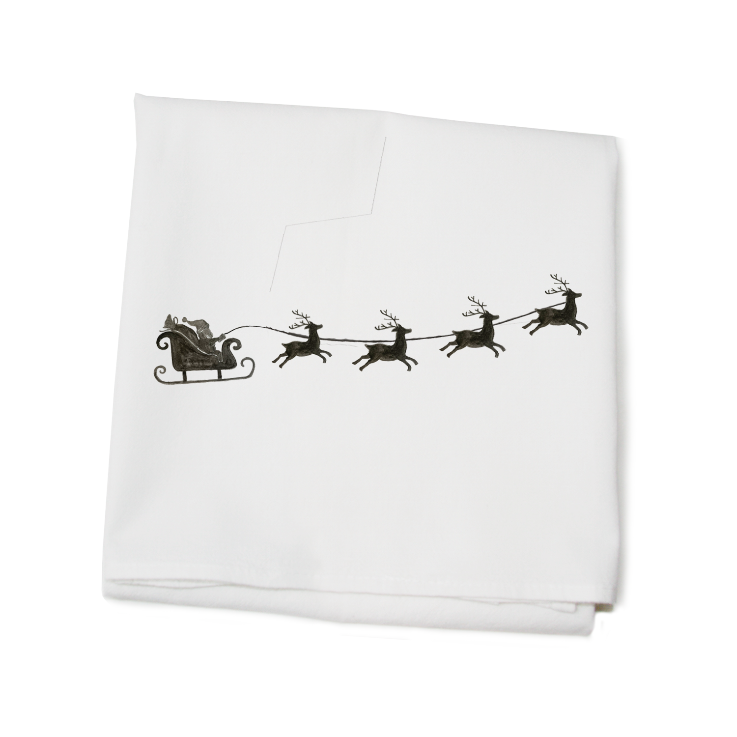 santa with sleigh and reindeer flour sack towel
