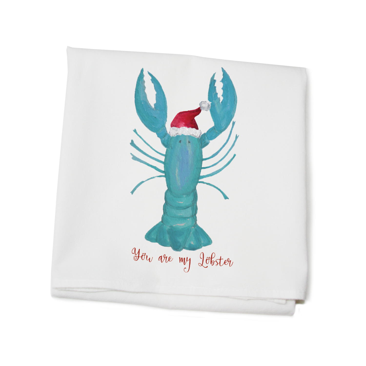lobster cooked santa hat flour sack towel