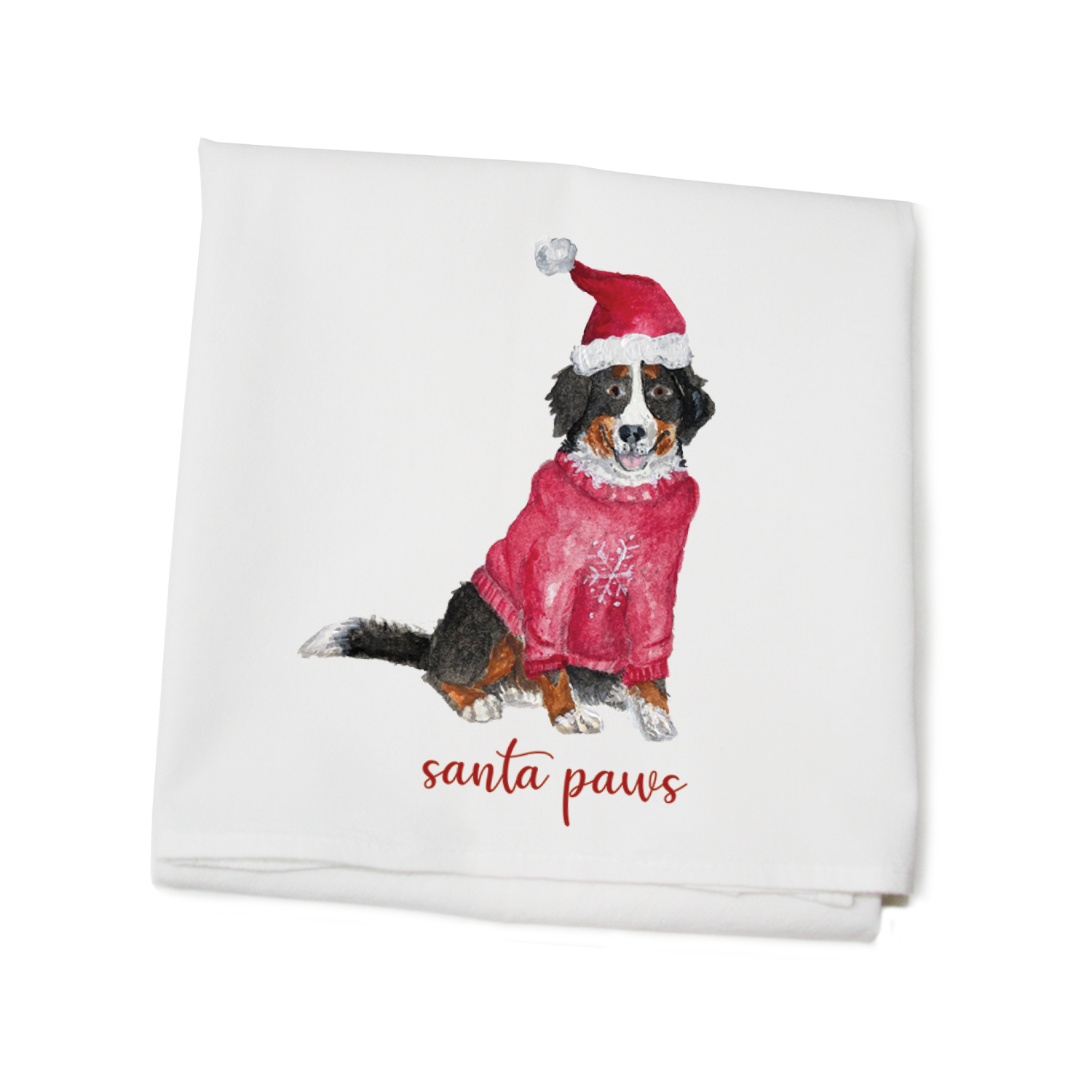 bernese santa paws flour sack towel
