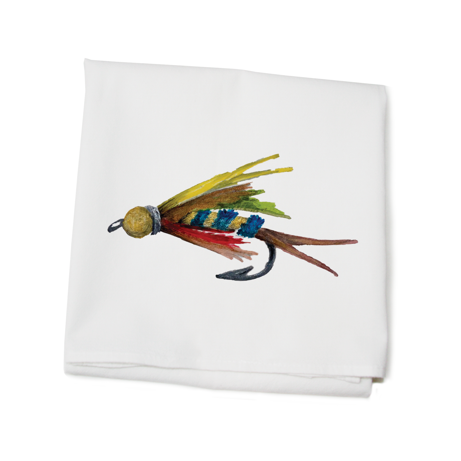 fly fishing lure flour sack towel