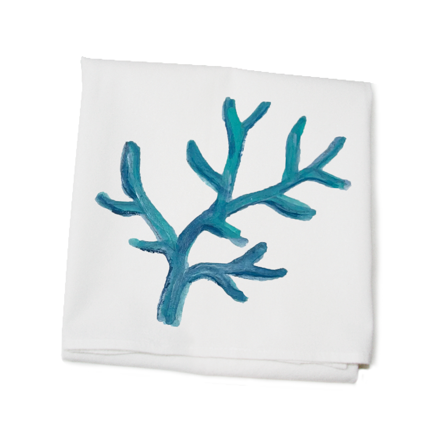 coral blue flour sack towel