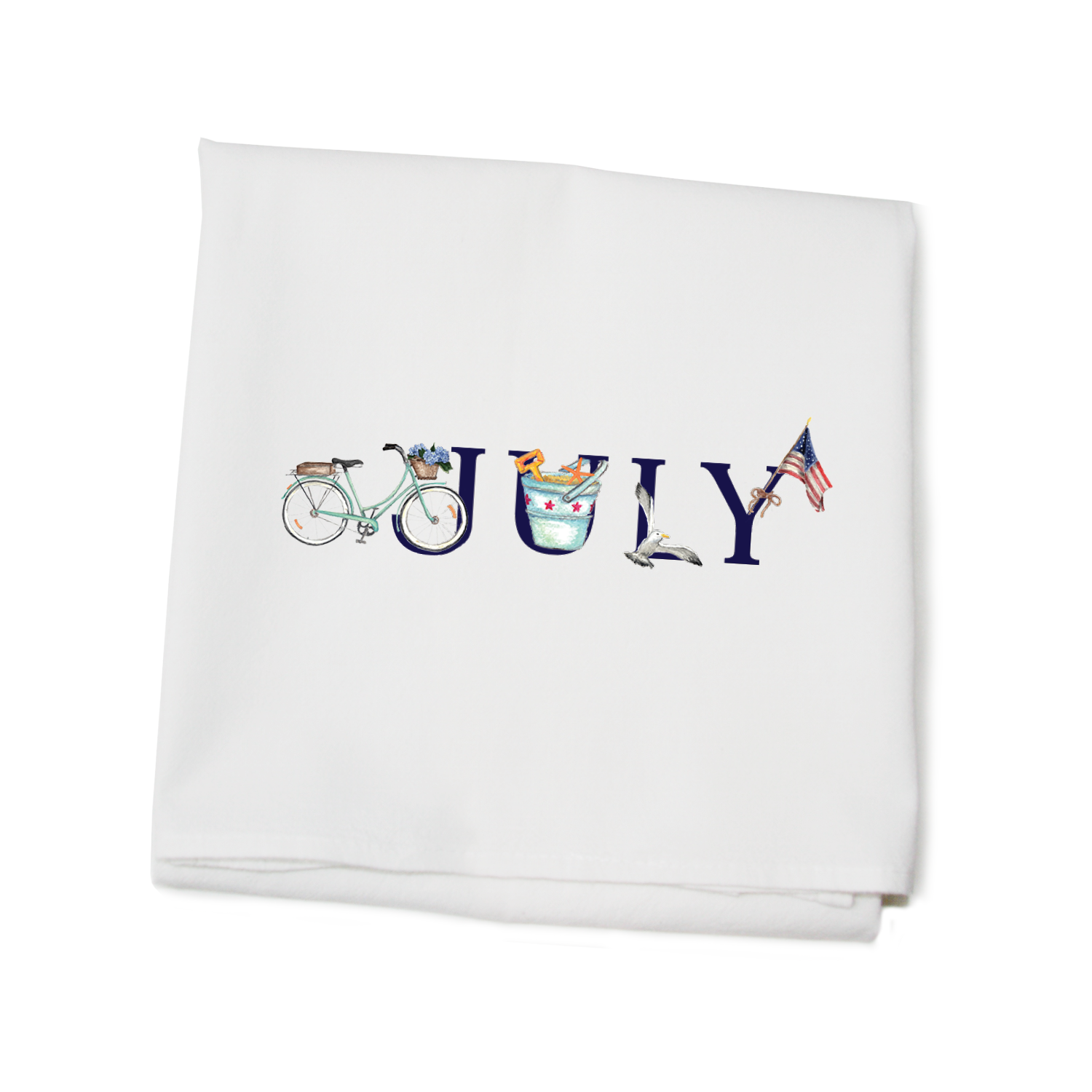july illu-stated flour sack towel
