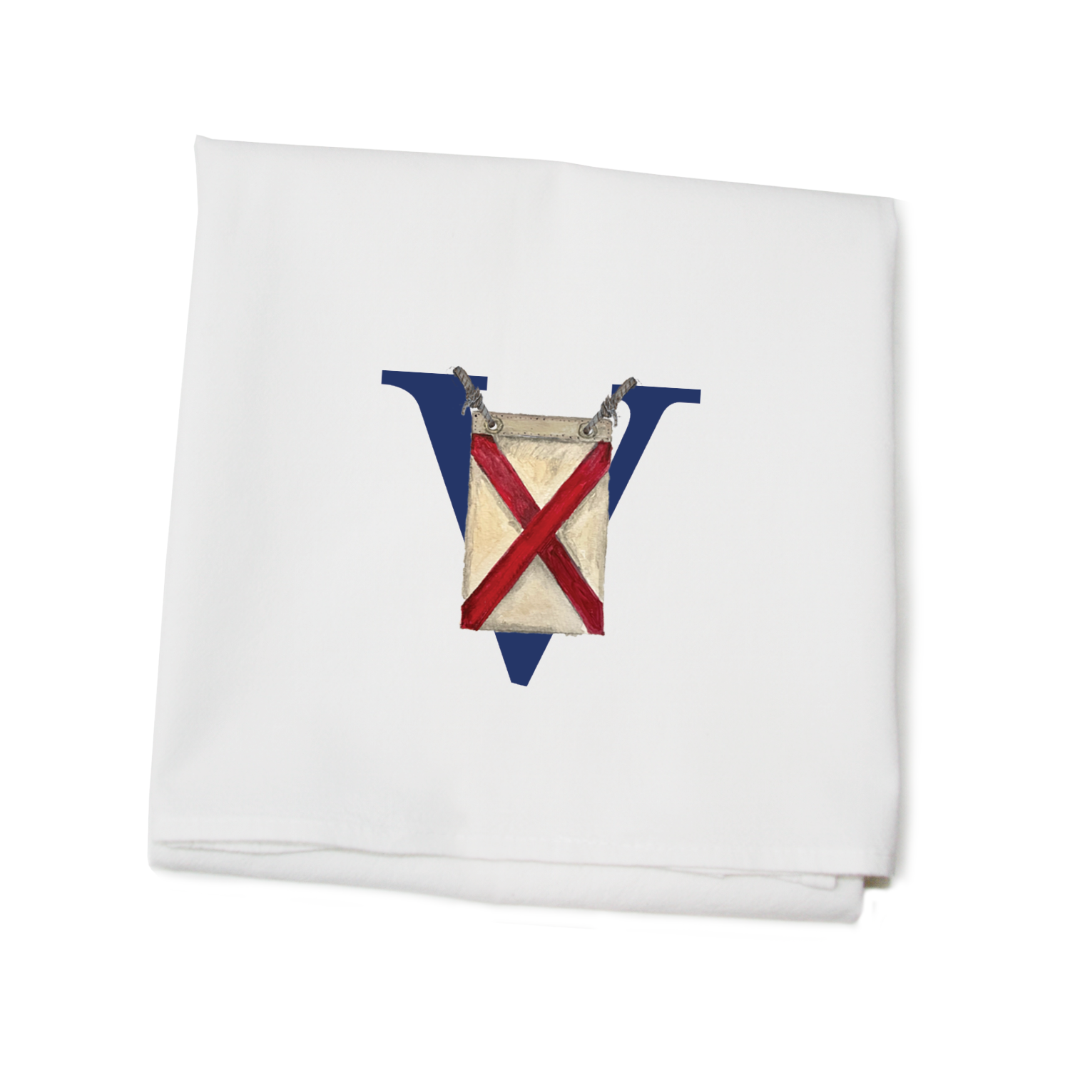 nautical alphabet - V flour sack towel