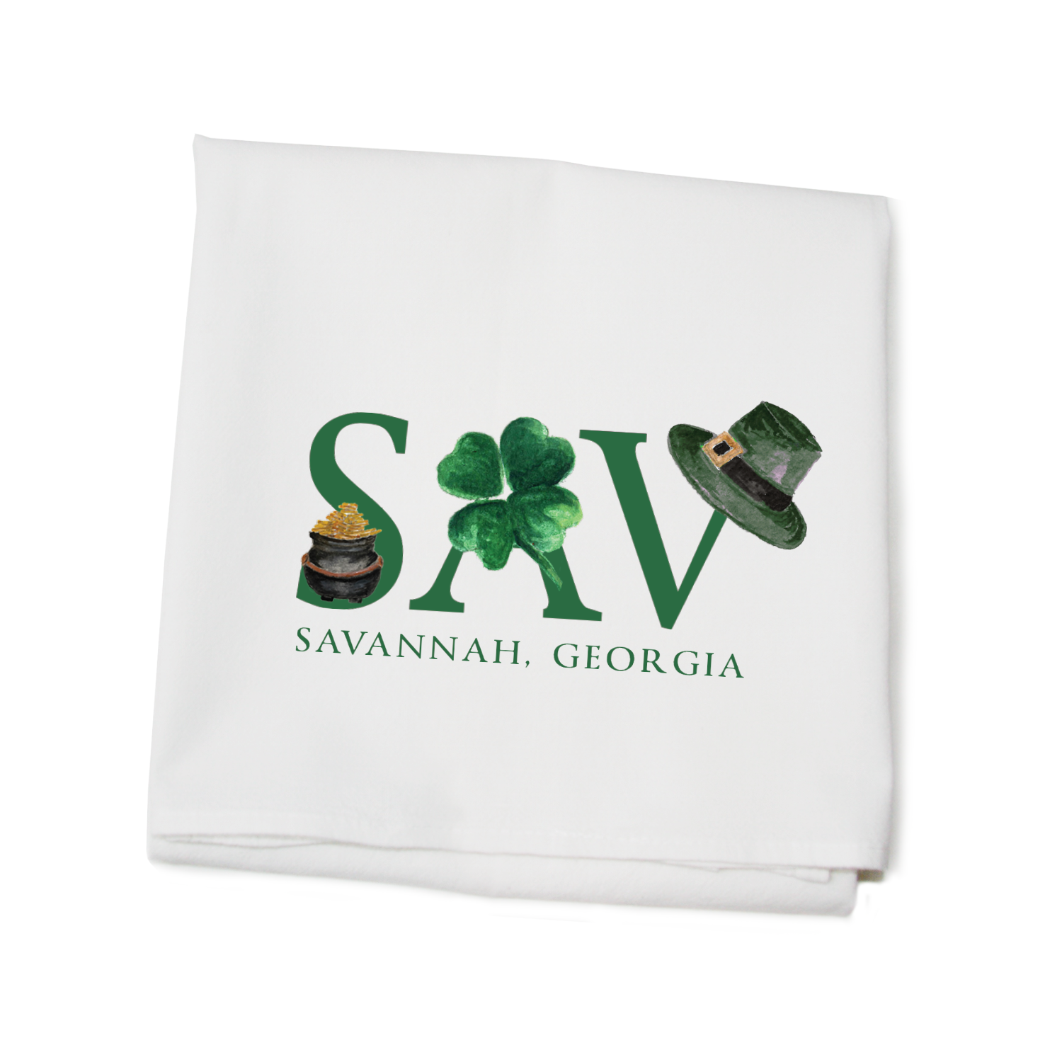 sav st patty's day flour sack towel