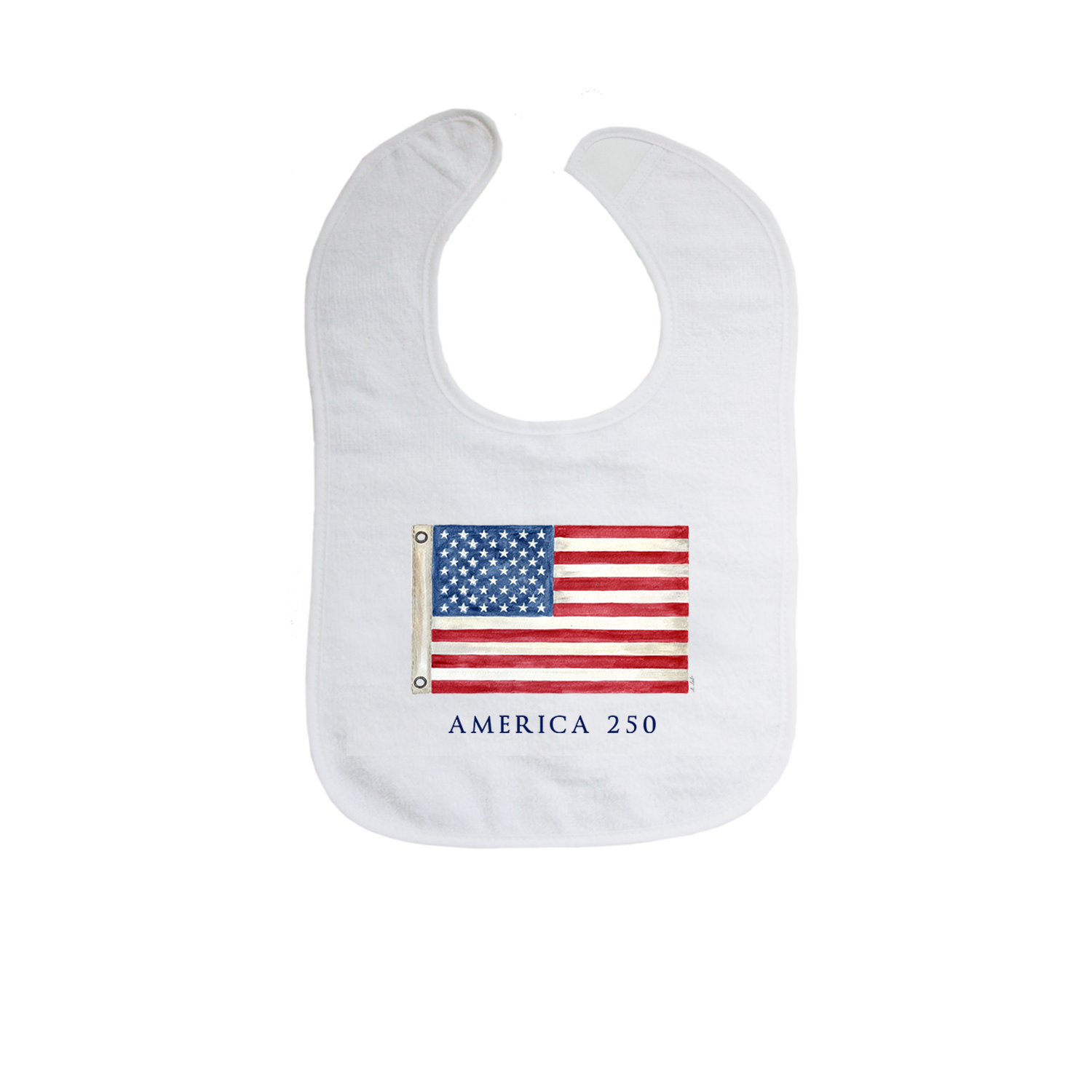 american flag with 250 bib