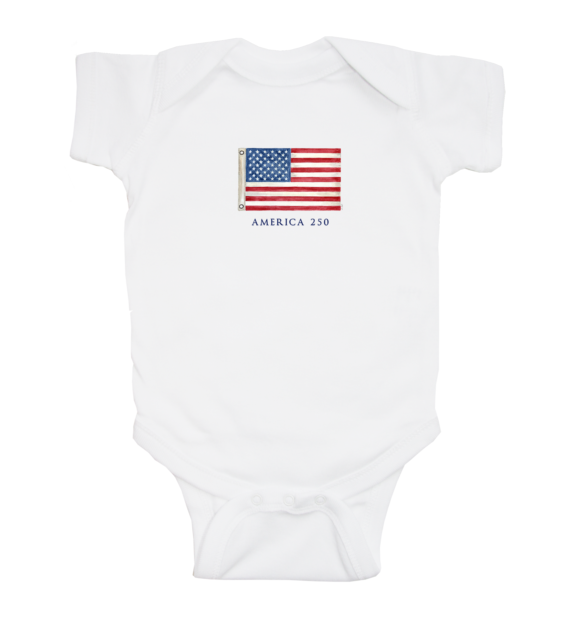american flag with 250 baby snap up short sleeve