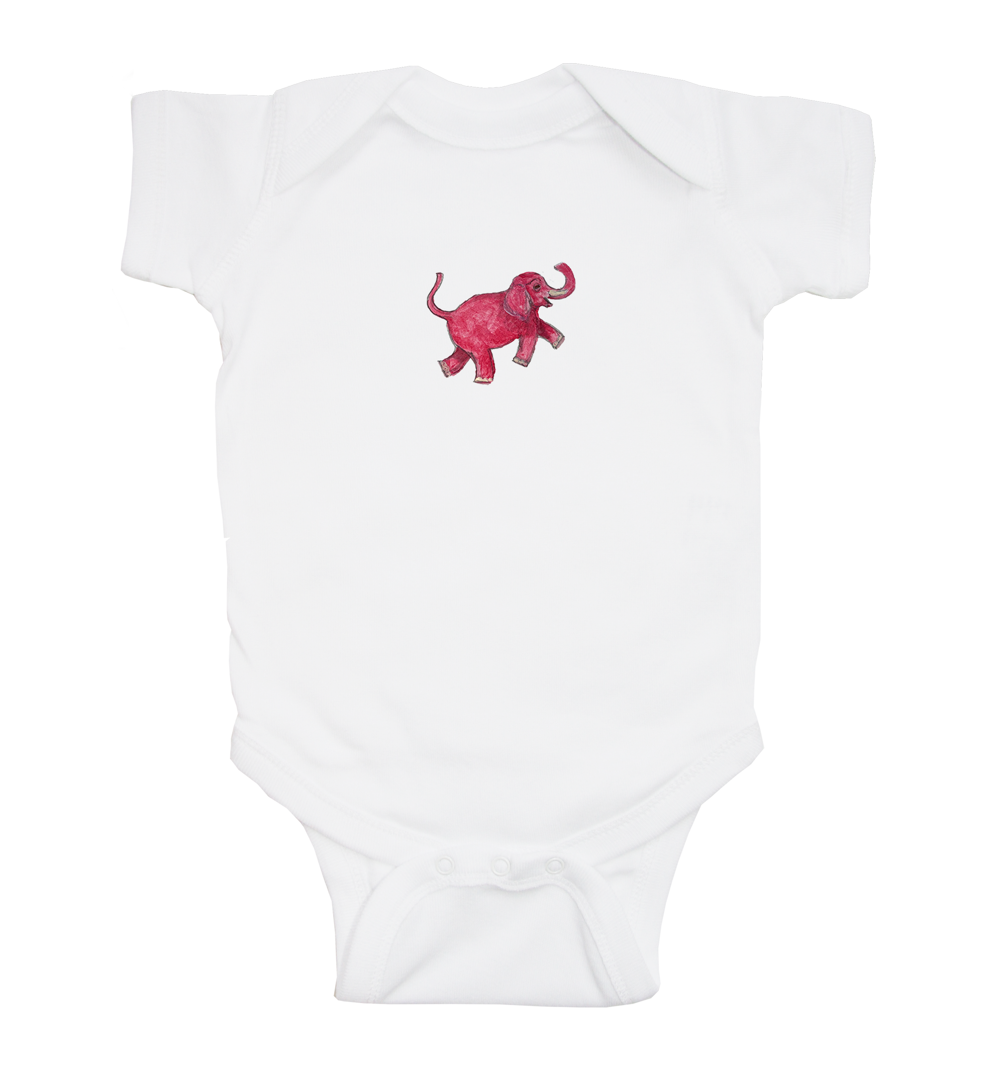pink elephant baby snap up short sleeve