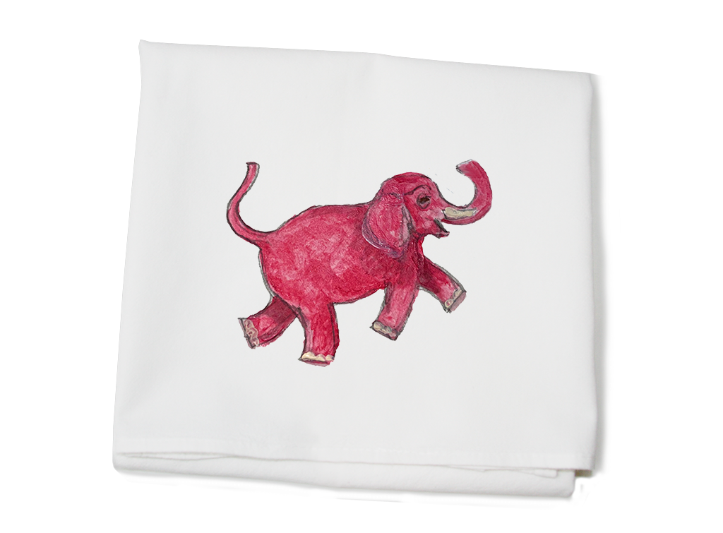 pink elephant flour sack towel