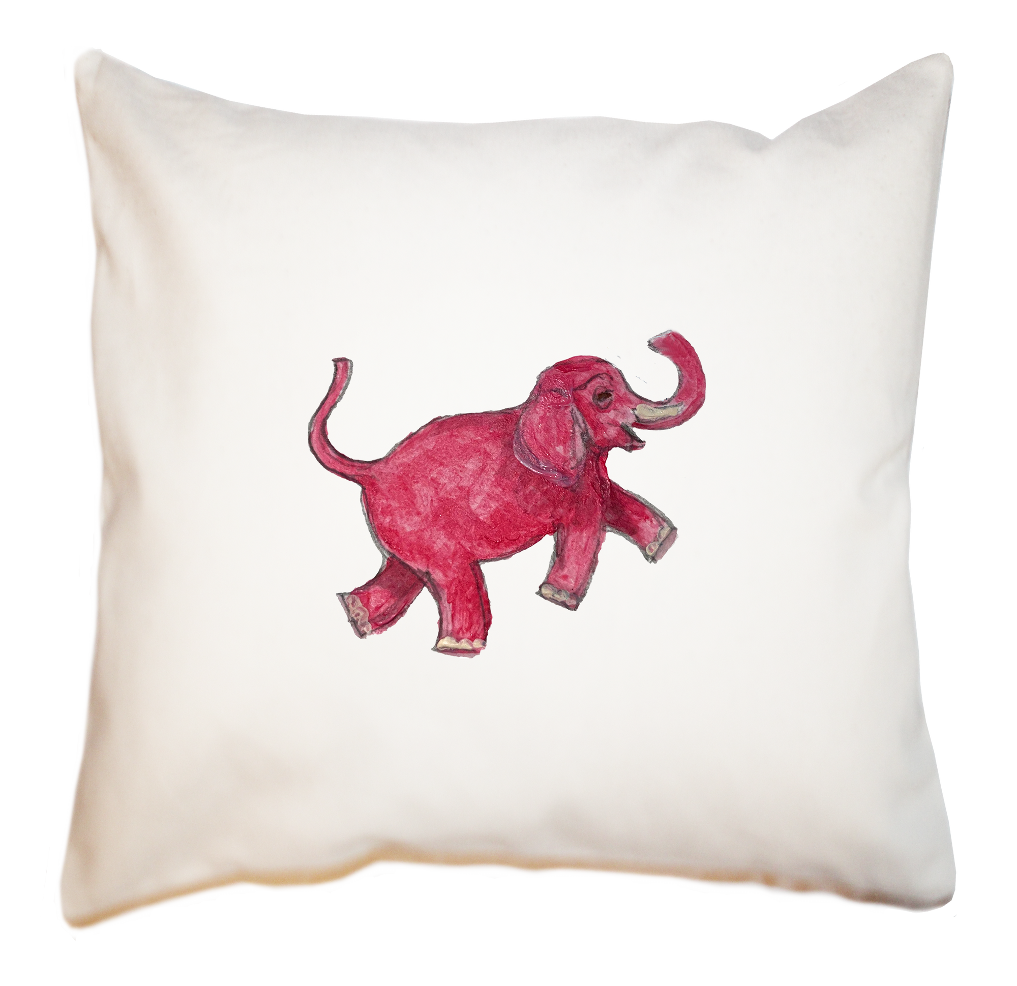 pink elephant square pillow