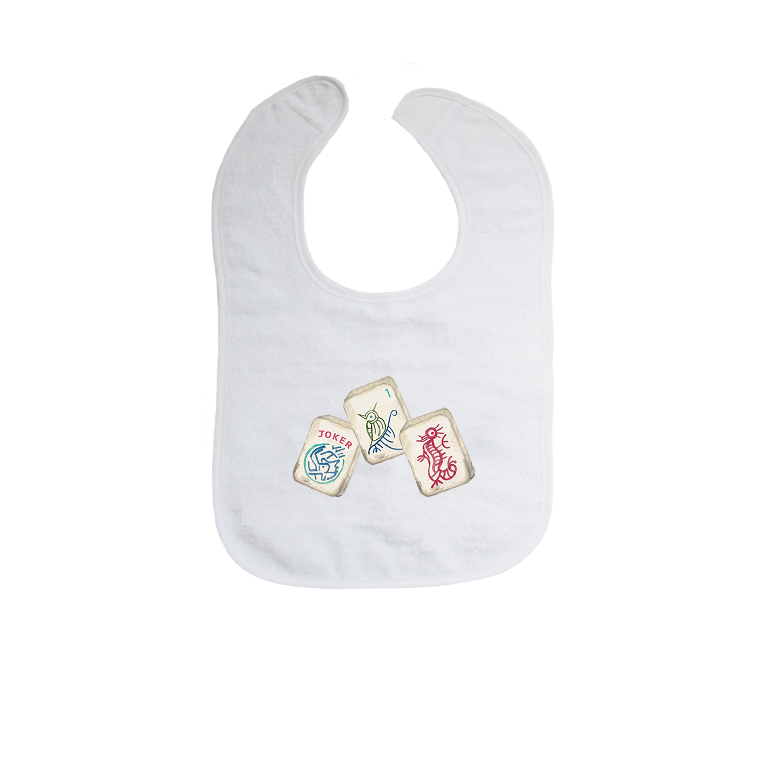 three mahjong tiles bib