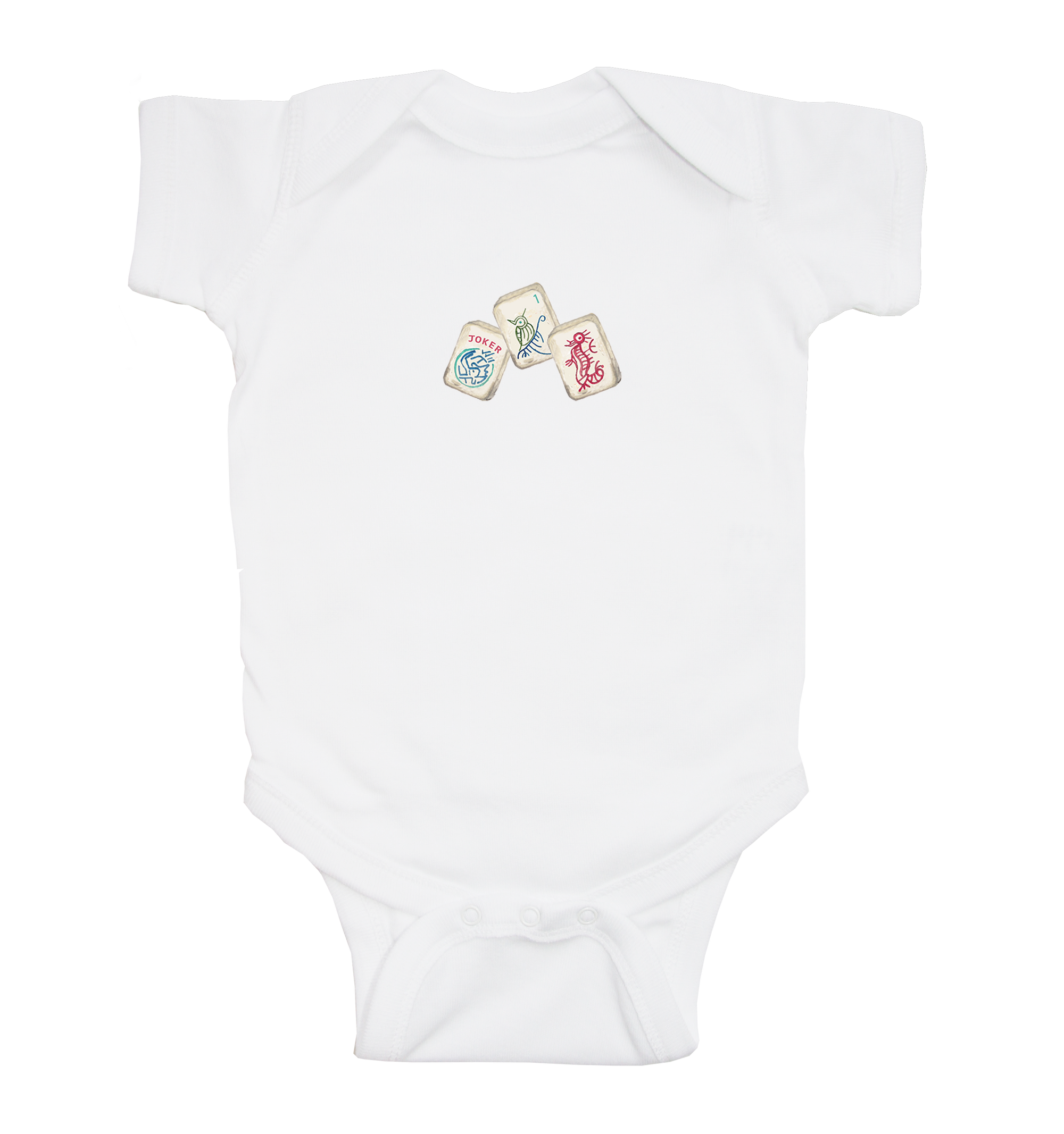 three mahjong tiles baby snap up short sleeve