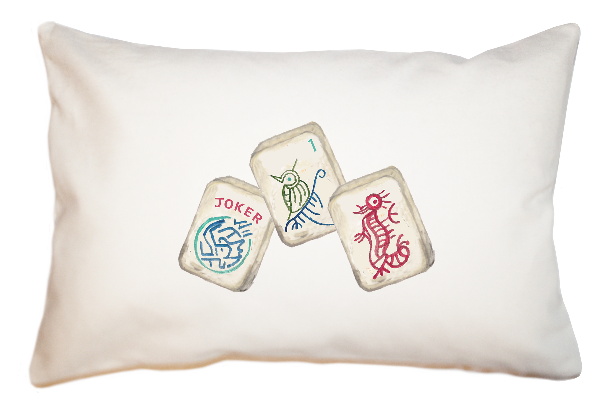 three mahjong tiles large rectangle pillow
