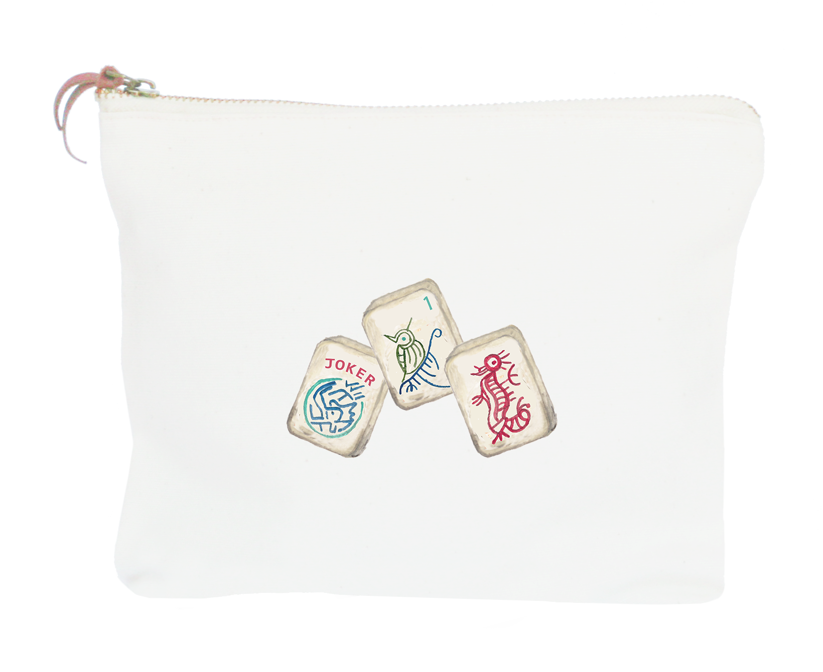 three mahjong tiles zipper pouch