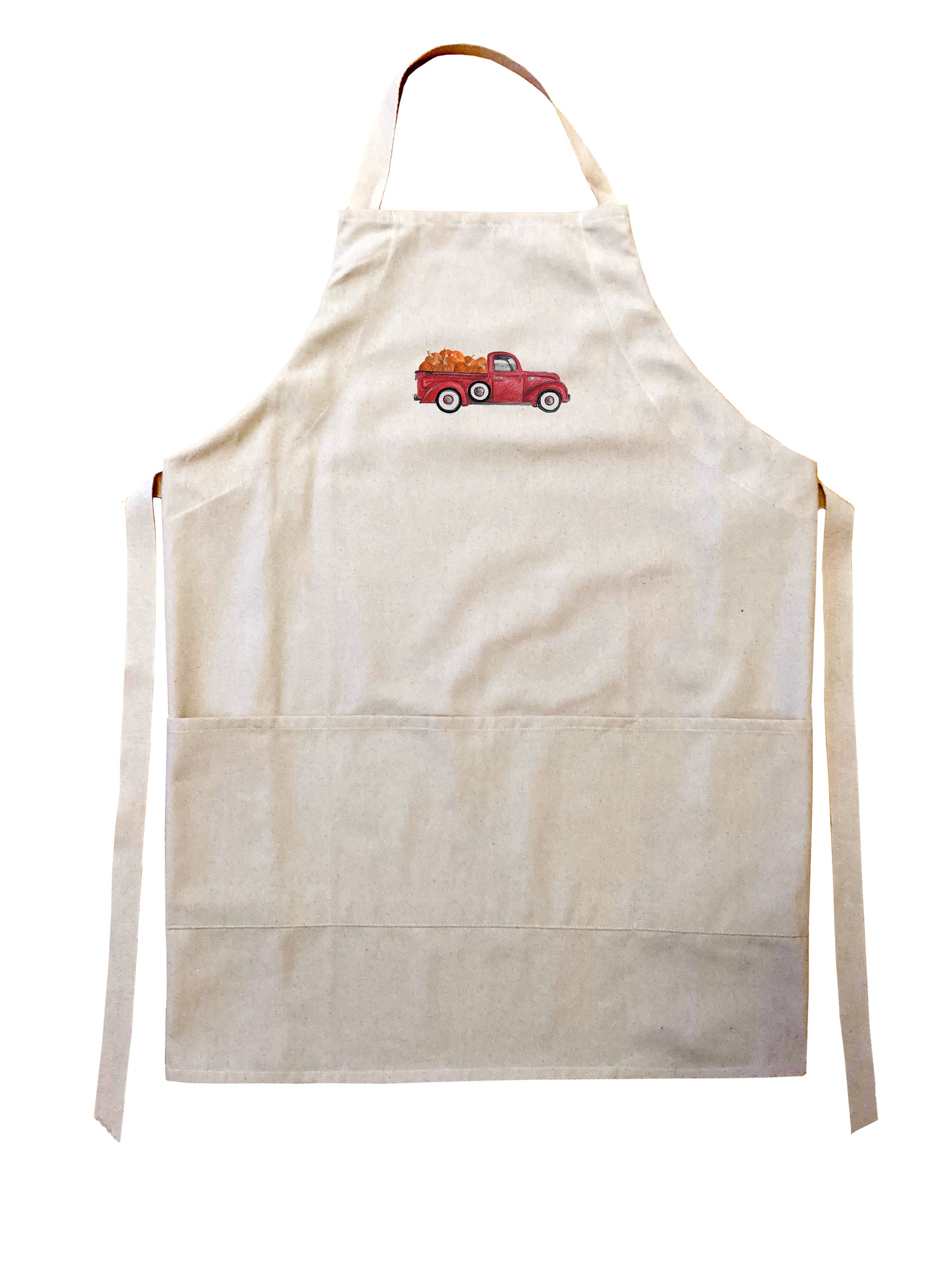 red truck with pumpkins apron