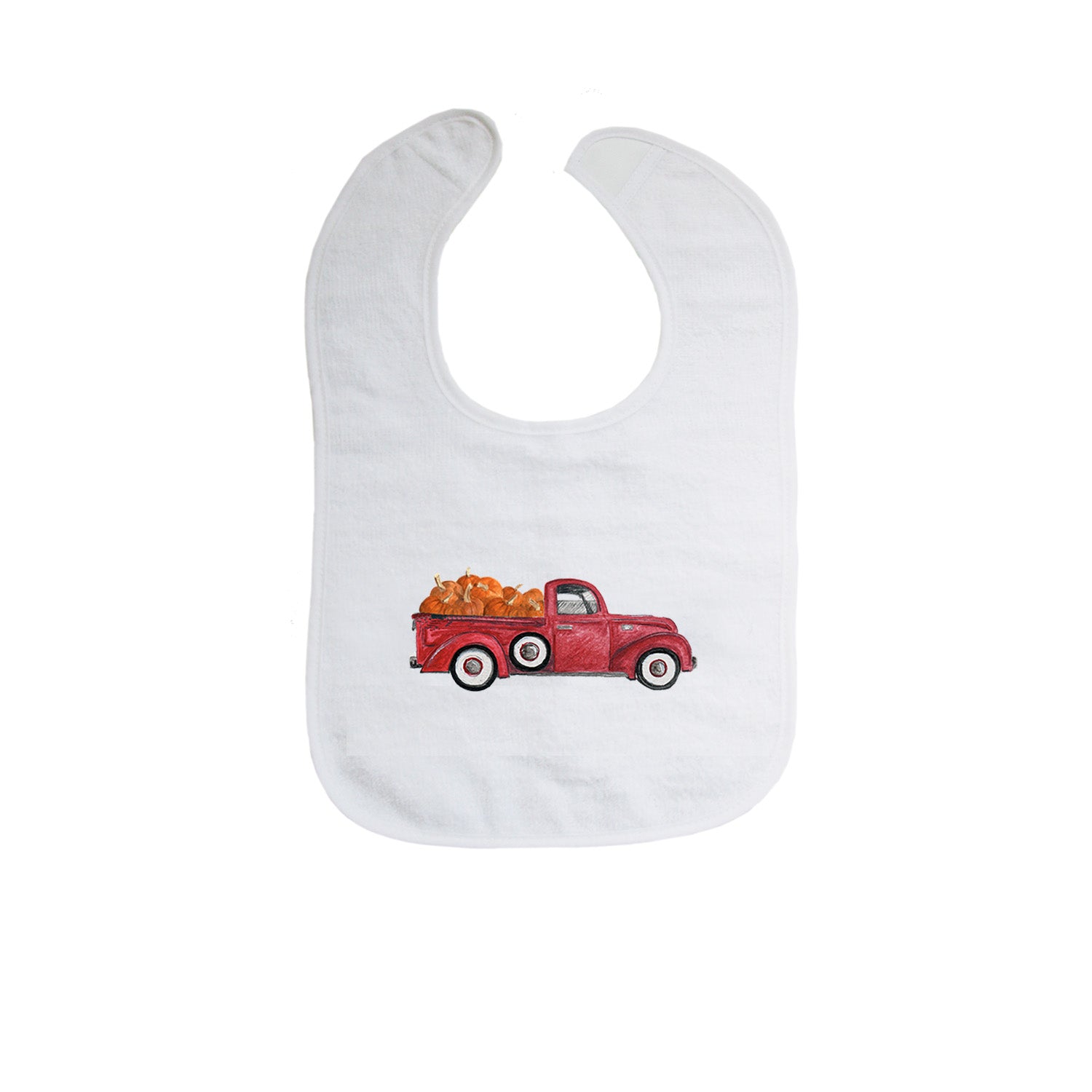 red truck with pumpkins bib