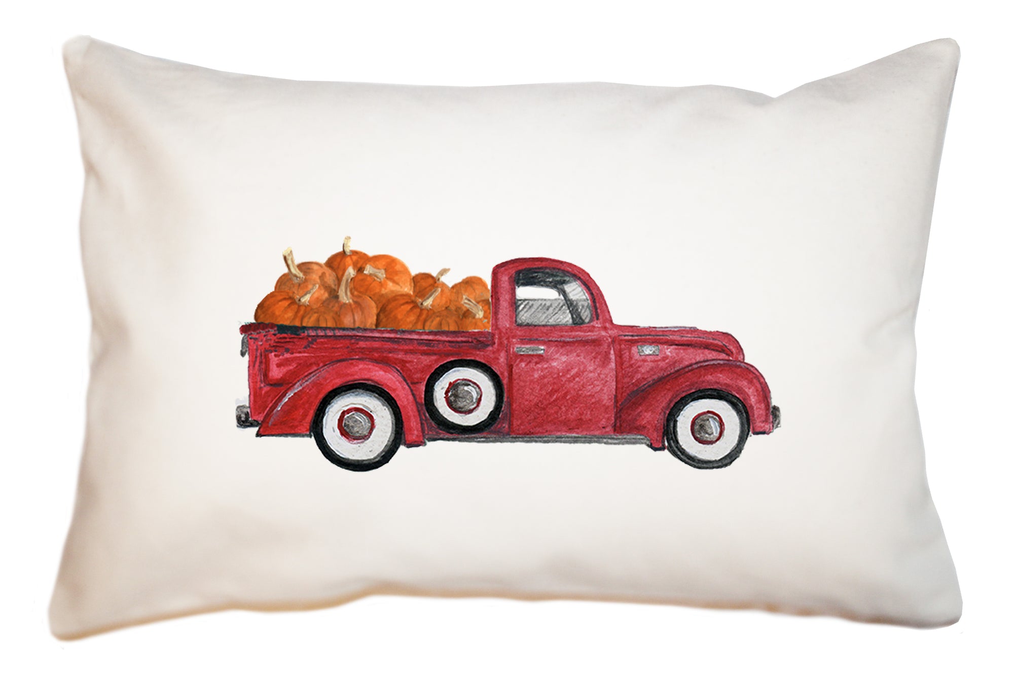 red truck with pumpkins large rectangle pillow