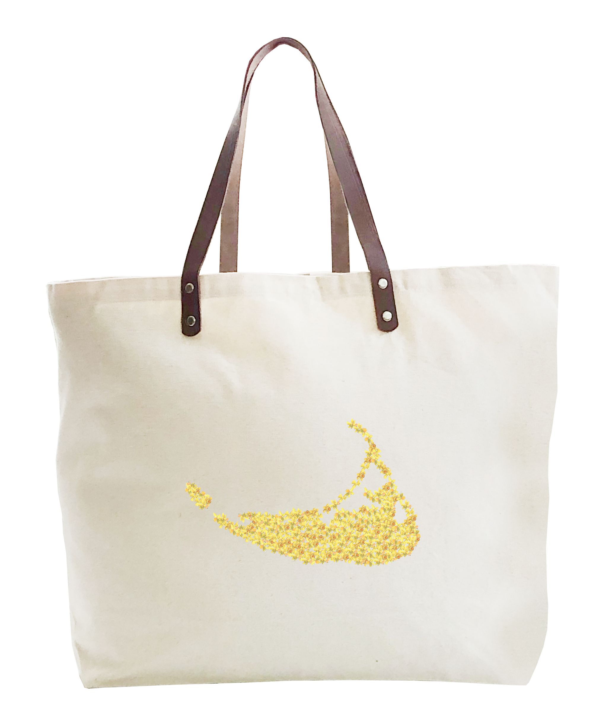 nantucket island shape made of daffodils large tote
