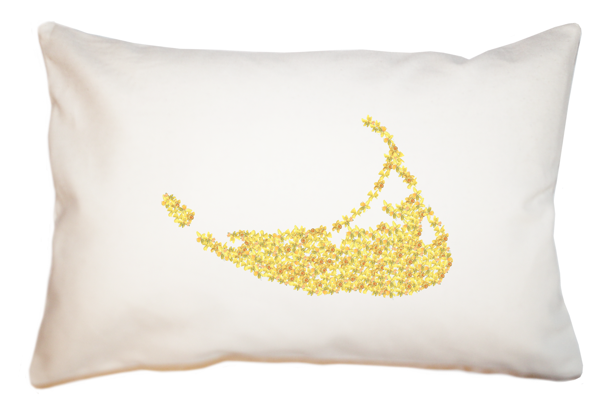 nantucket island shape made of daffodils large rectangle pillow
