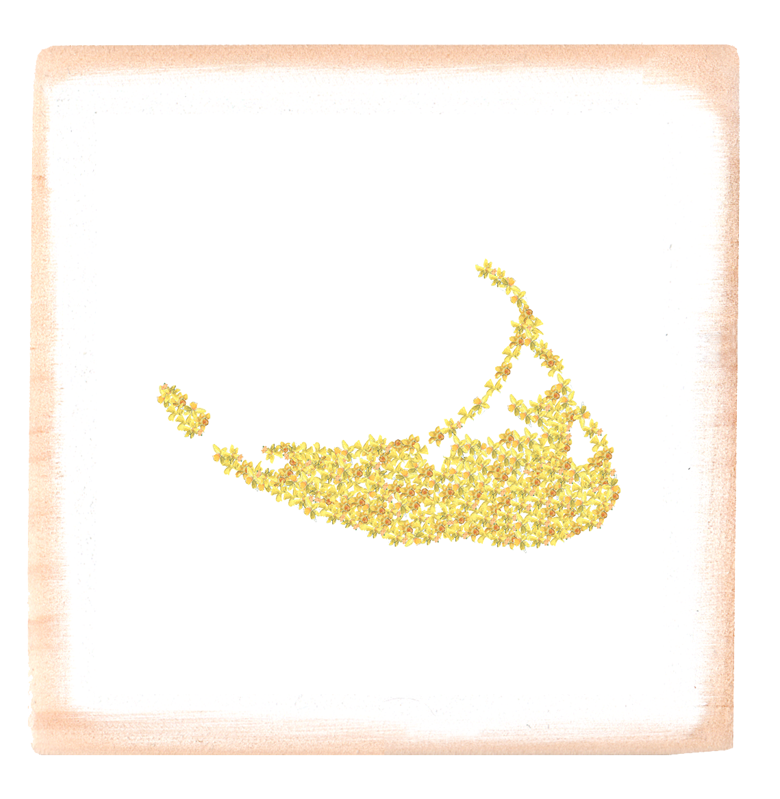 nantucket island shape made of daffodils square block