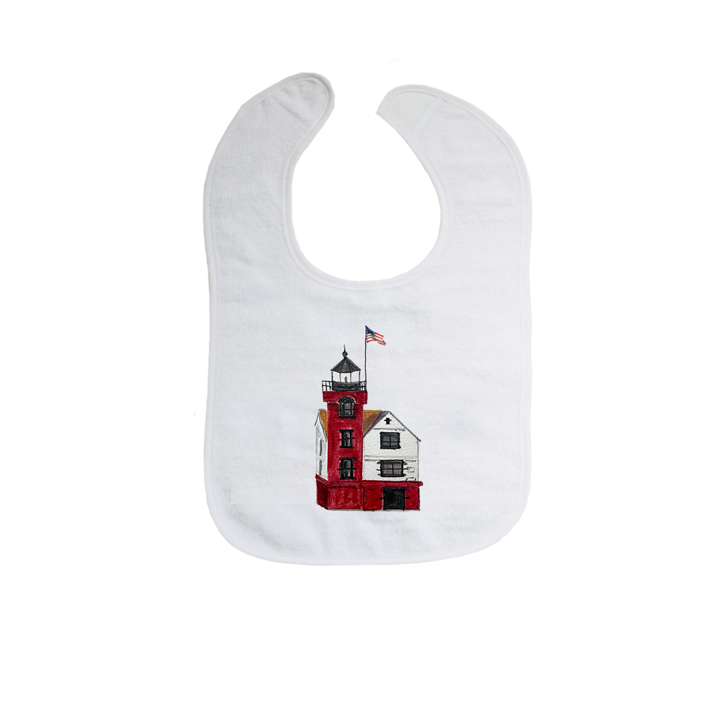 round island lighthouse mackinac island bib