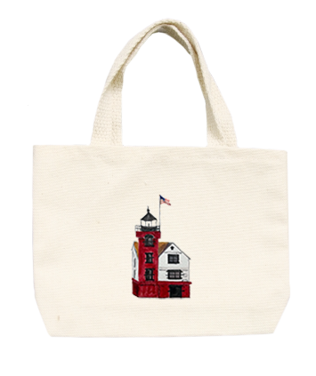 round island lighthouse mackinac island small tote