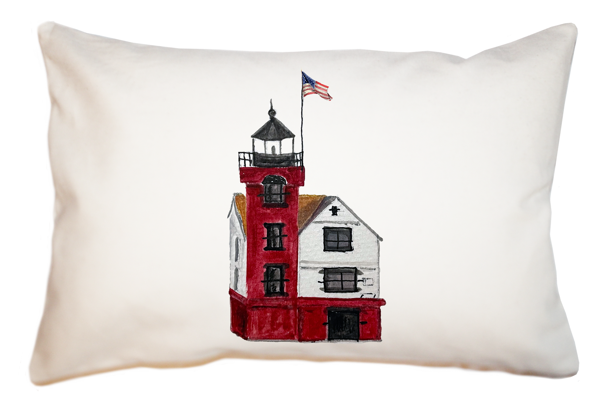 round island lighthouse mackinac island large rectangle pillow