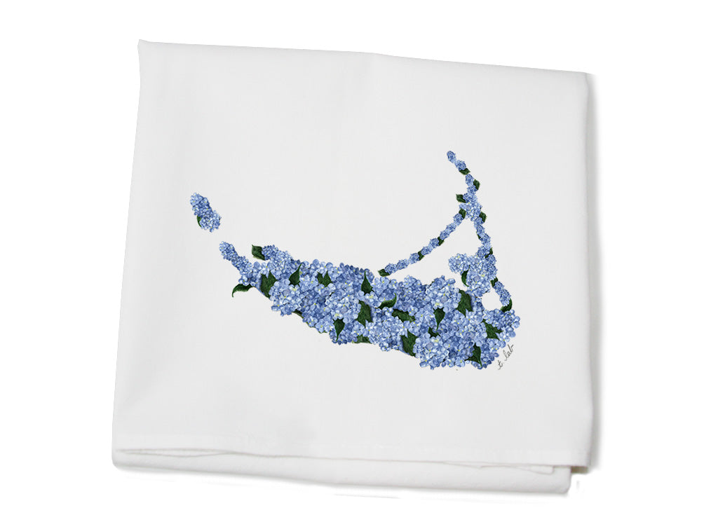 nantucket hydrangea shape flour sack towel