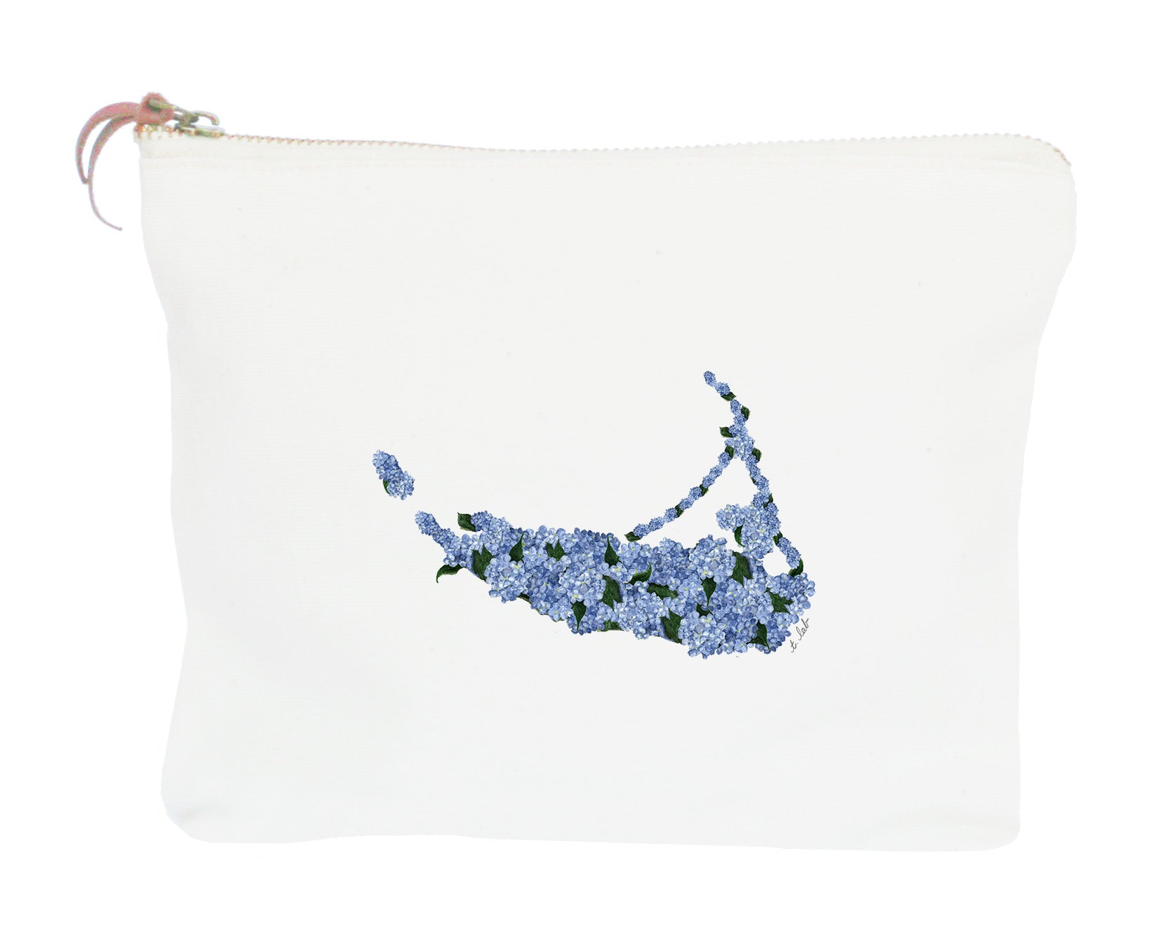 nantucket hydrangea shape zipper pouch