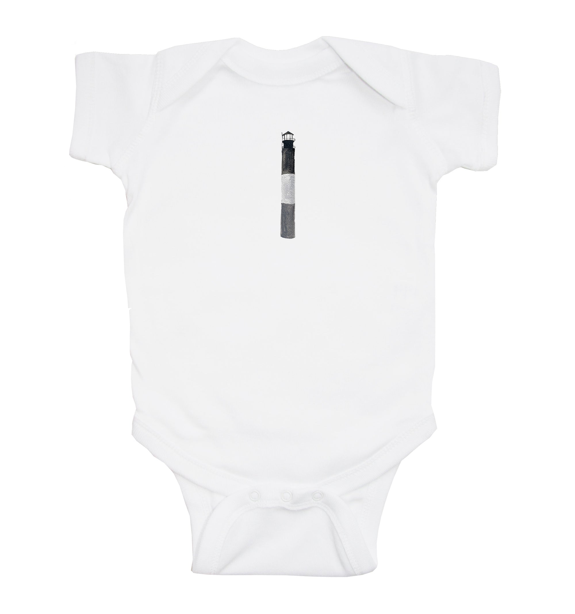 oak island lighthouse baby snap up short sleeve