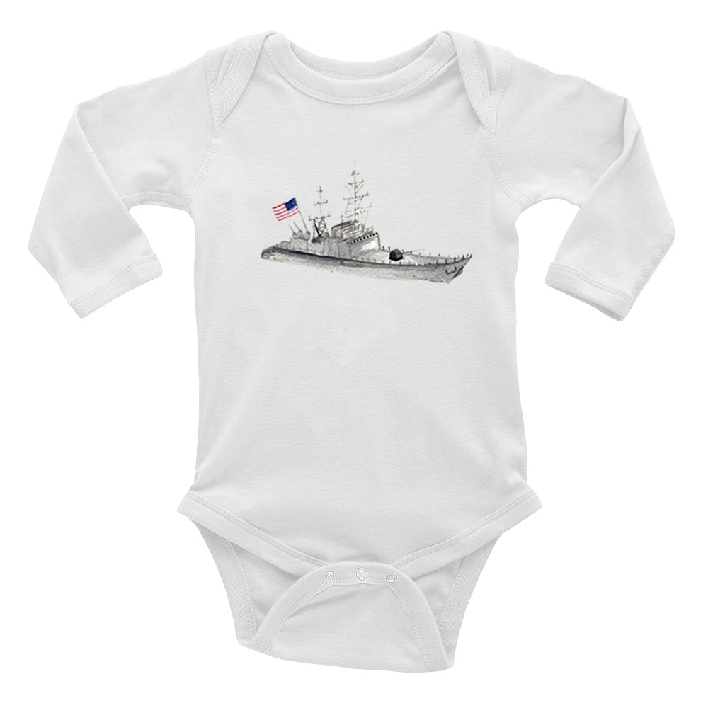 navy ship baby snap up long sleeve