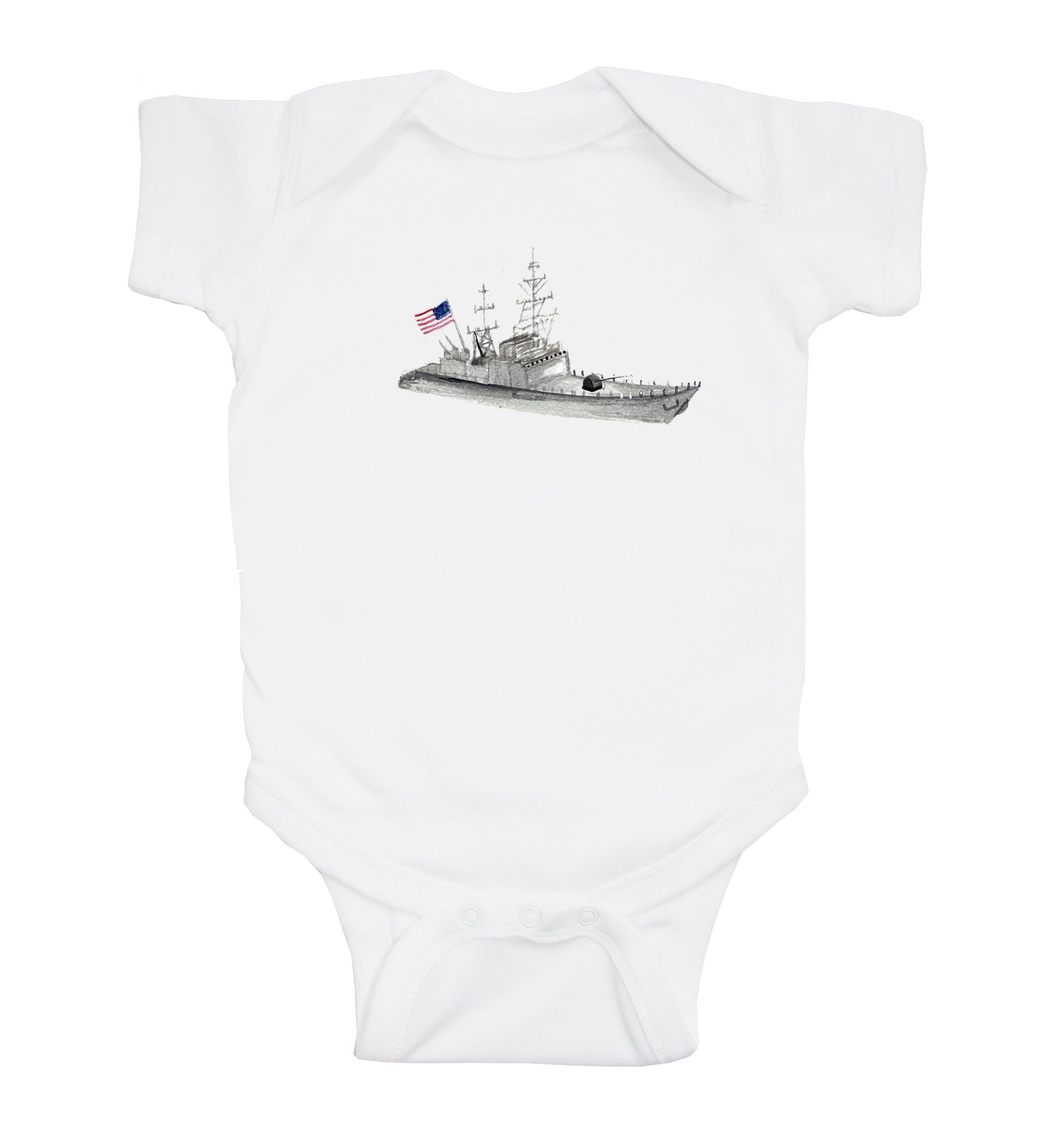 navy ship baby snap up short sleeve
