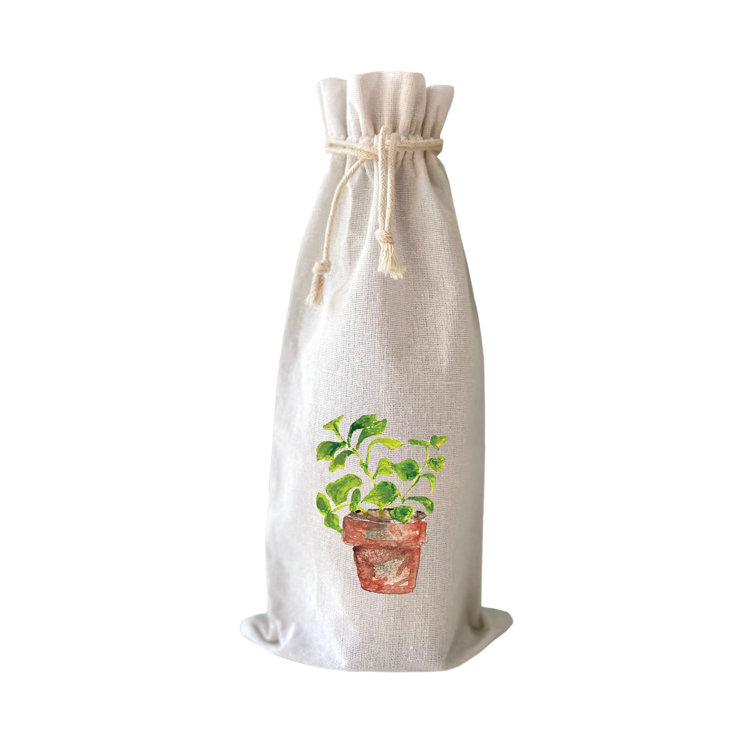 basil in pot wine bag